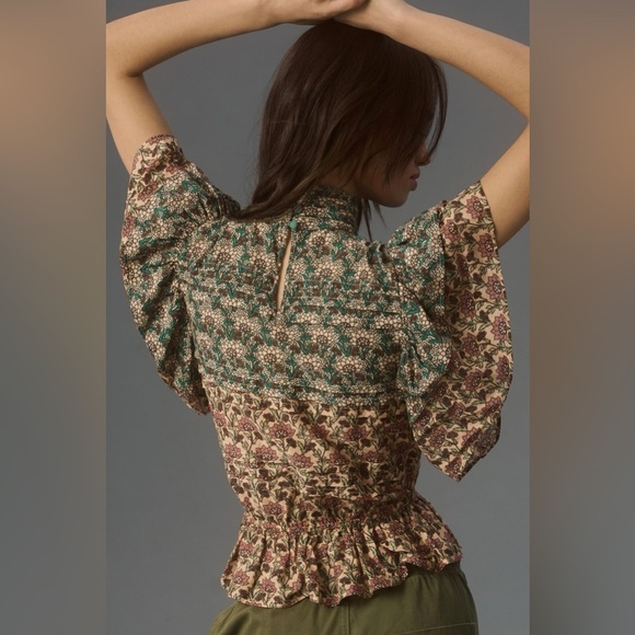 Let Me Be Anthropologie High-Neck Printed Peasant Blouse (T2) - Picture 2 of 10